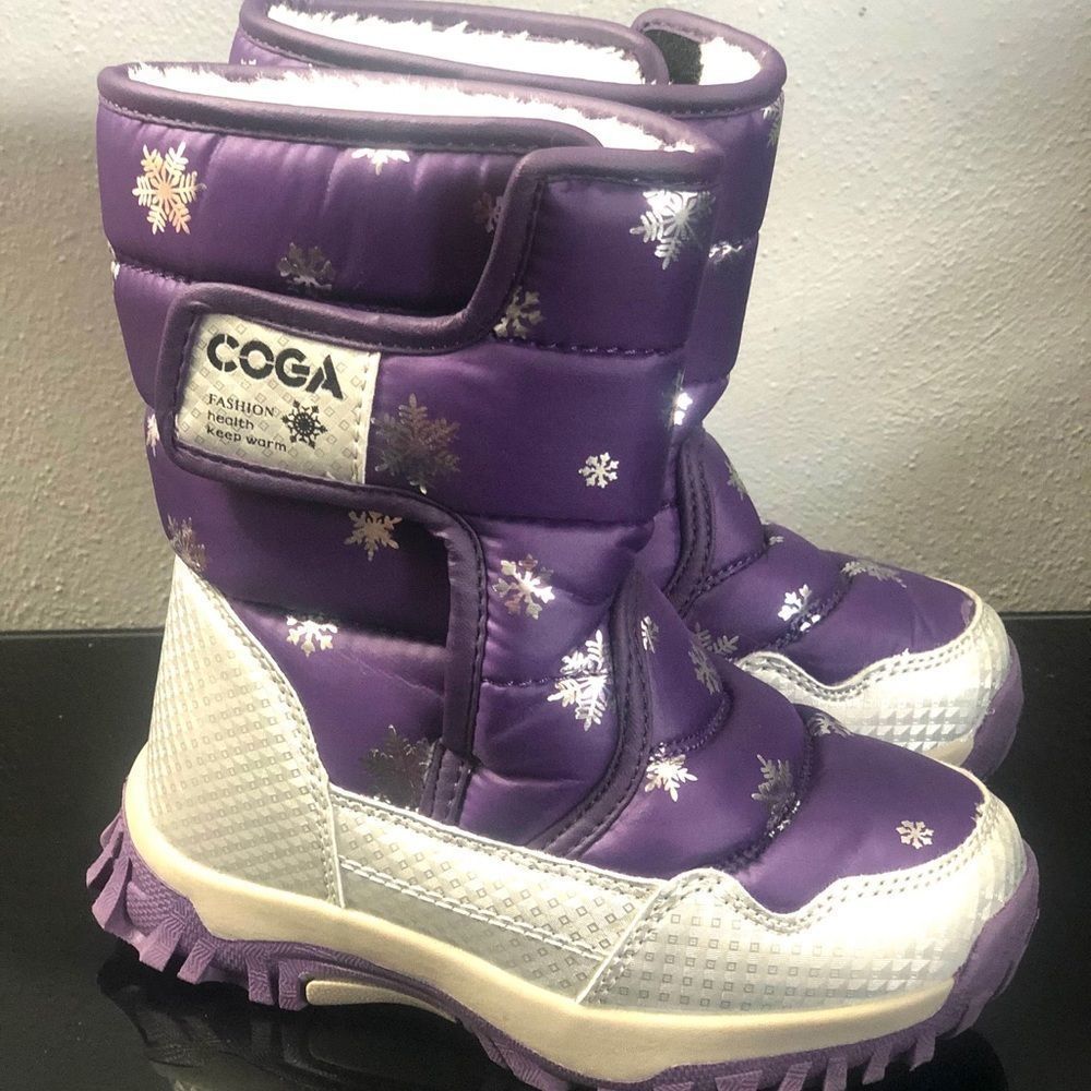 New Coga Snow Boots Kids Girls Purple/Silver 1.5